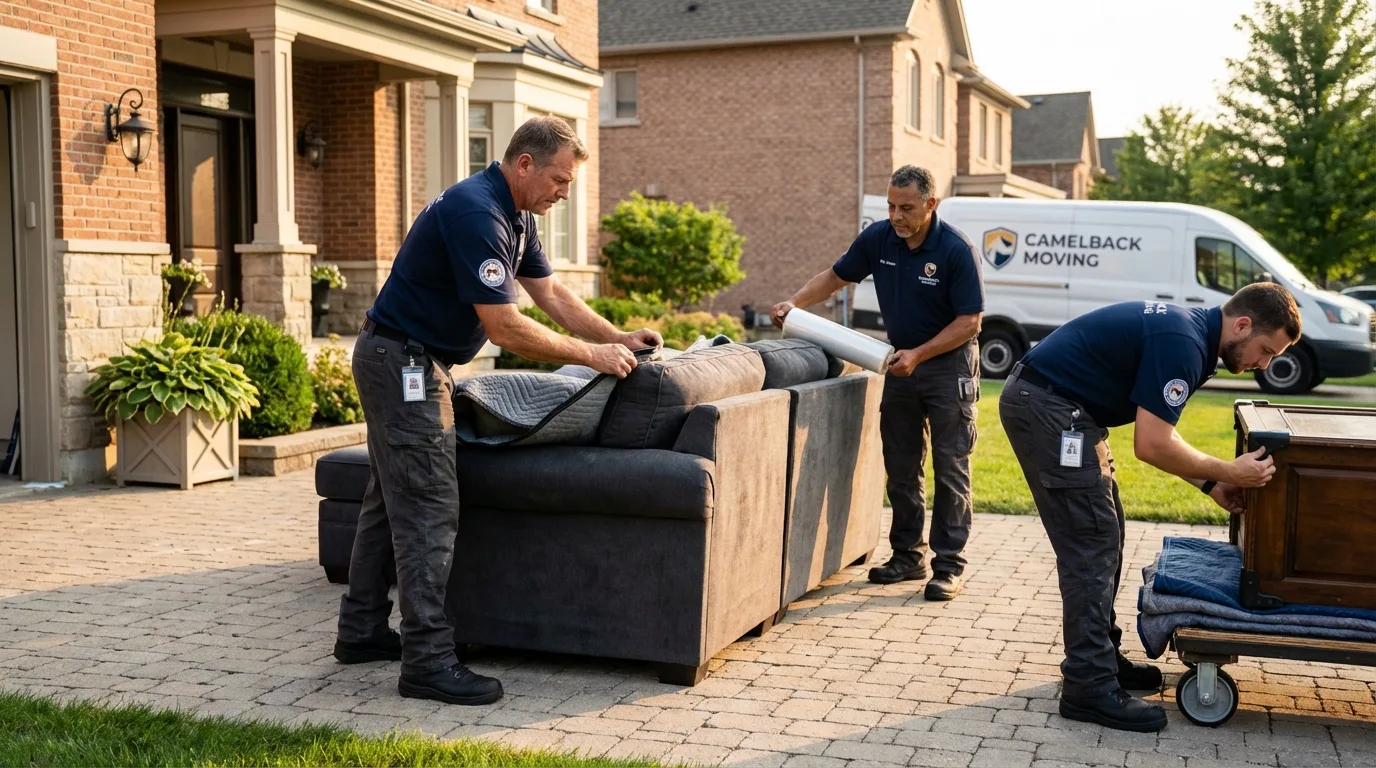 Large estate moving crew wrapping furniture in Alpine, TX